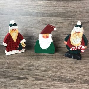 Set of 3 Santa clause figures handmade wood magnet